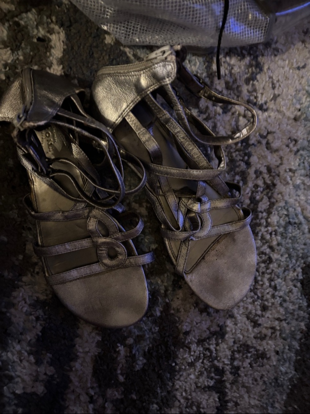 Arizona Jean Company Metallic Gray Strappy Heels
